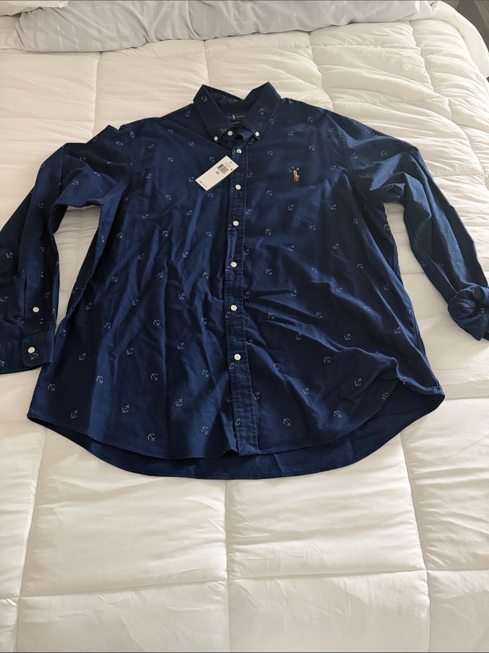 *NWT* Polo by Ralph Lauren Navy Anchor-Print Button-Down Shirt